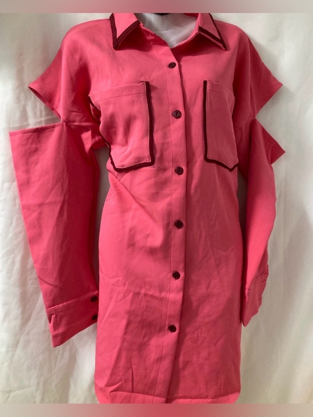 LaRose Pink Cutout Sleeve Trench Coat NWT Size 44 XL Y2K
